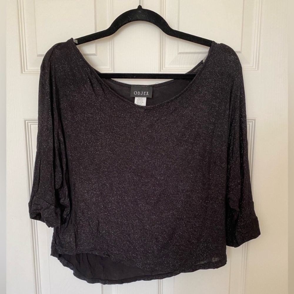 Shimmery Black Dolman Sleeve Top